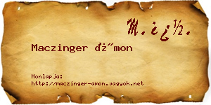Maczinger Ámon névjegykártya